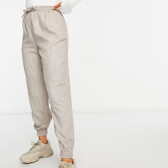 ASOS Women's Size 16 Brown Hourglass Textured Suit Jogger Lightweight Pants - Picture 1 of 12